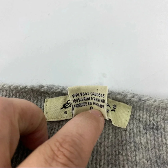 Eddie Bauer Womens Large 100% Wool Sweater Gray, Cropped Length - Picture 7 of 10